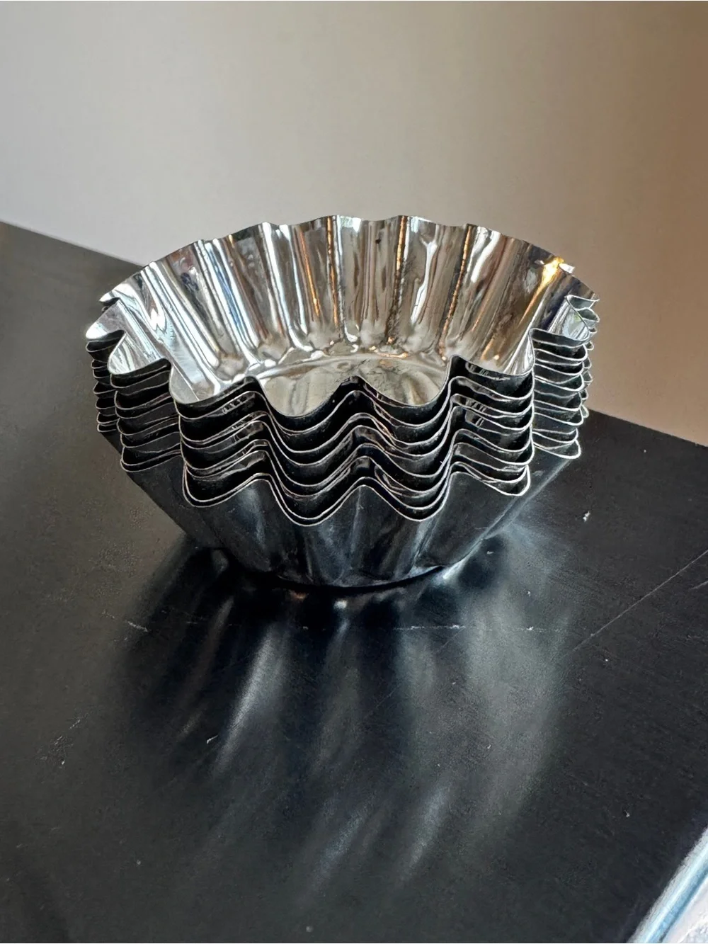 Vintage Swedish Sandbakkel Molds Fluted Tin Tartlet Baking Cups Set of 8 (2.5”)